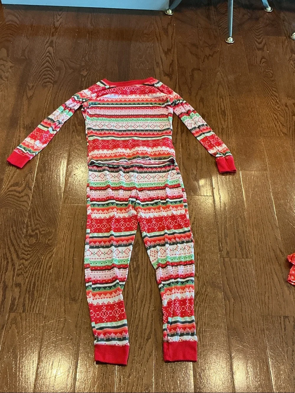 Children's Red Holiday Stripe Footed One-Piece Pajama